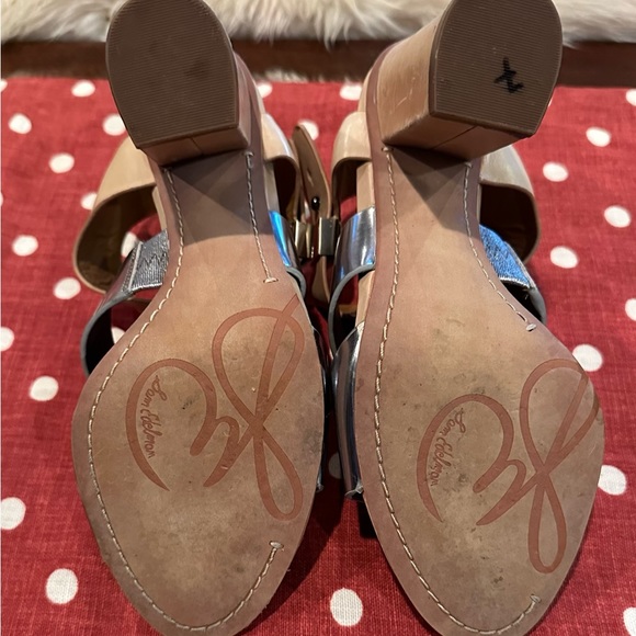 Sam Edelman Yelena Block Heels Sandals. Silver strap sandals - Picture 7 of 14
